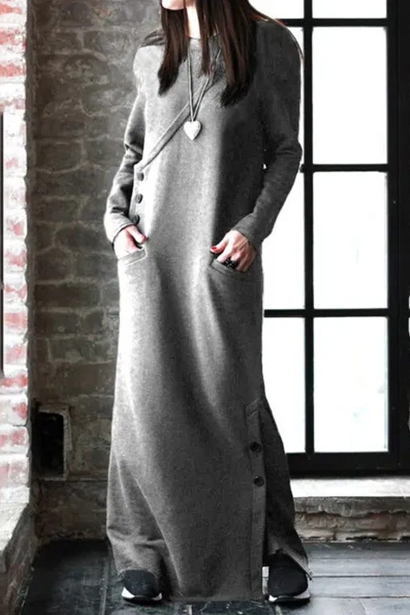 Kaynafashions - Casual Solid Solid Color Turtleneck Wrapped Skirt Dresses