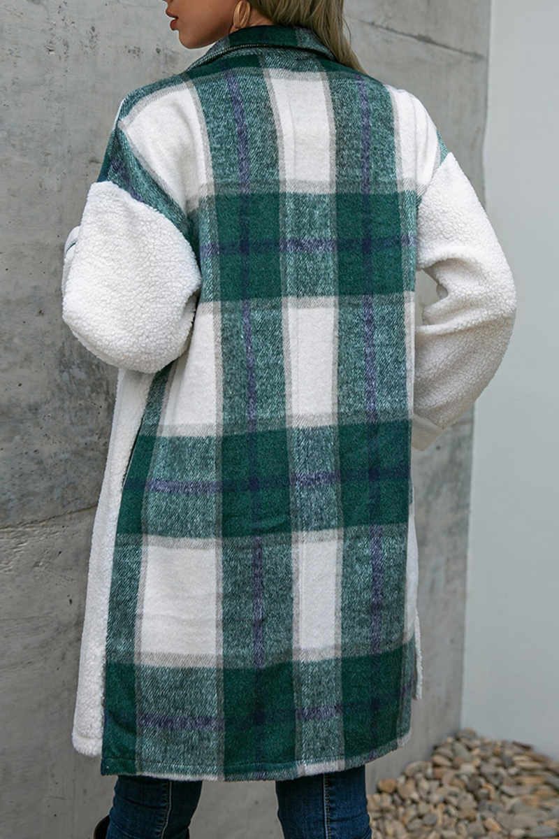 Kaynafashions - Casual Plaid Patchwork Turndown Collar Outerwear(3 colors)