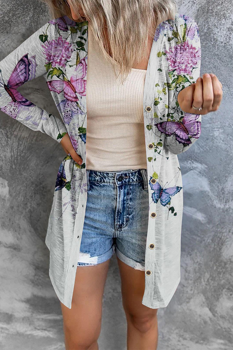 Kaynafashions - Street Print Patchwork Cardigan Collar Outerwear