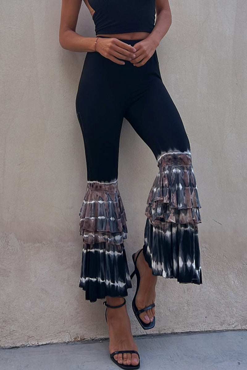 Kaynafashions - Casual Solid Patchwork Skinny High Waist Speaker Patchwork Bottoms