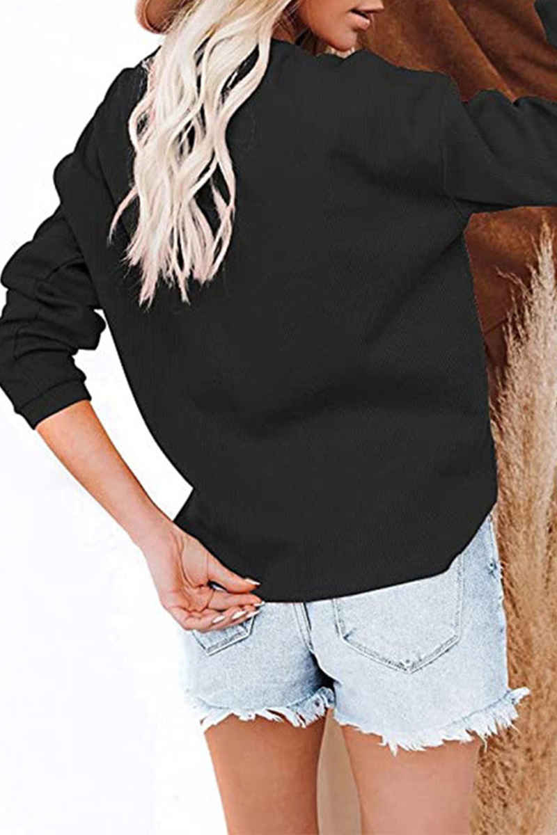 Kaynafashions - Casual Solid Patchwork Buckle O Neck Tops(6 colors)