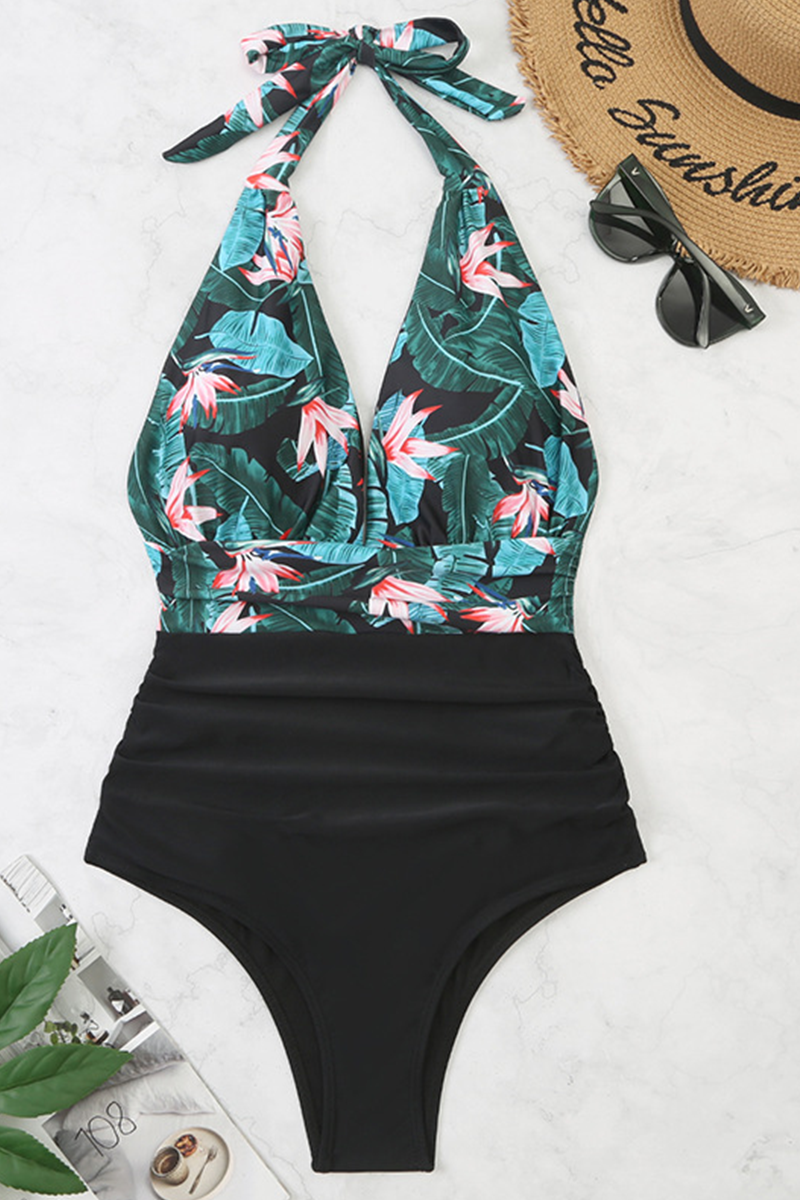 Kaynafashions - Fashion Vacation Print Patchwork Swimwears
