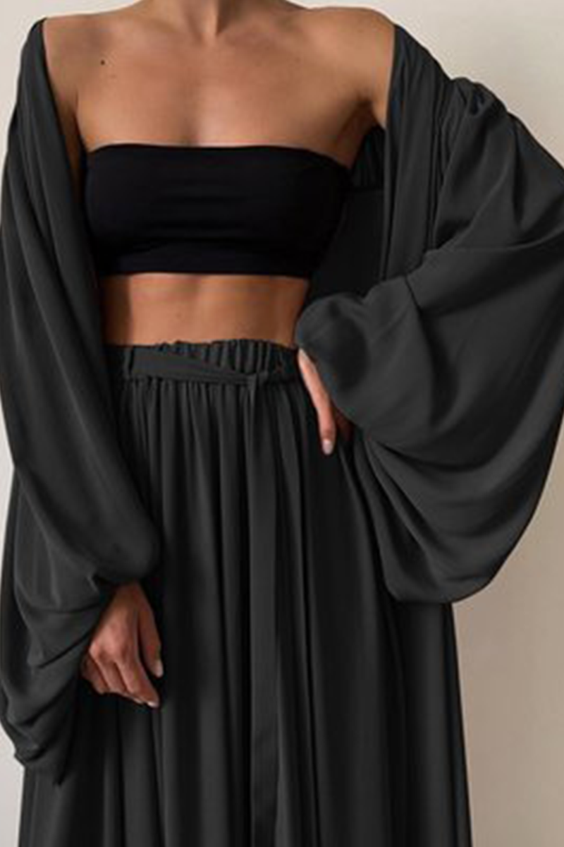 Kaynafashions - Fashion Casual Solid With Belt Strapless Three Pieces(4 colors)