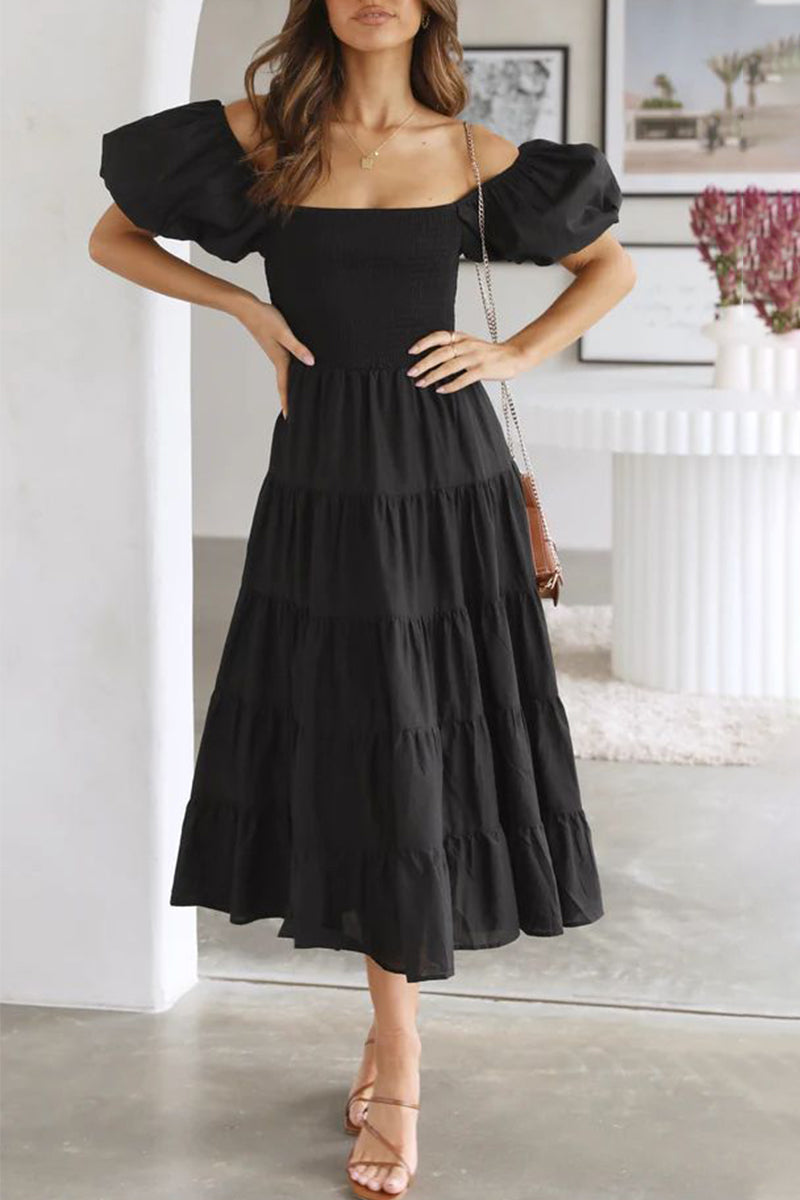 Kaynafashions - Casual Simplicity Solid Backless Off the Shoulder A Line Dresses(6 Colors)