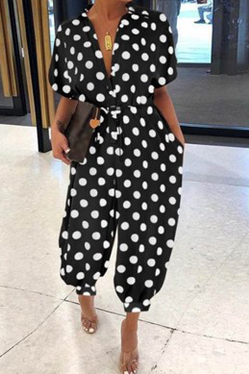 Kaynafashions - Casual Print Patchwork V Neck Harlan Jumpsuits(9 Colors)