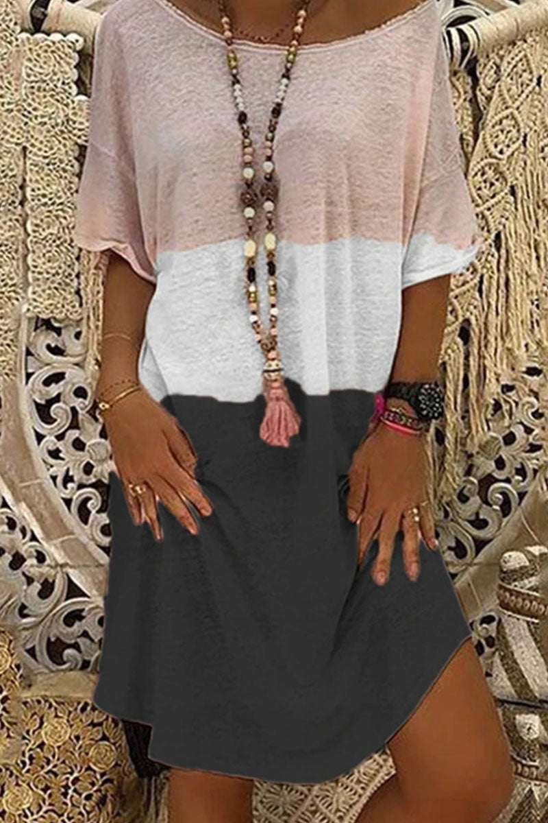 Kaynafashions - Fashion Street Solid Patchwork O Neck Princess Dresses(4 Colors)