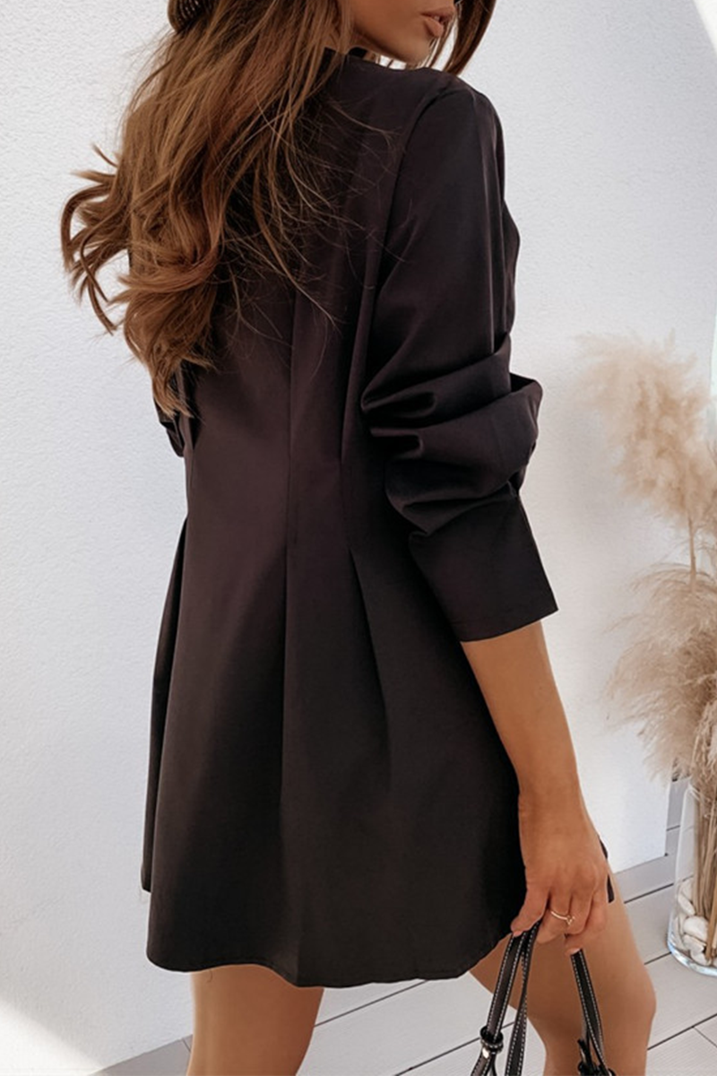 Kaynafashions - Casual Solid Patchwork V Neck Shirt Dress Dresses(4 Colors)