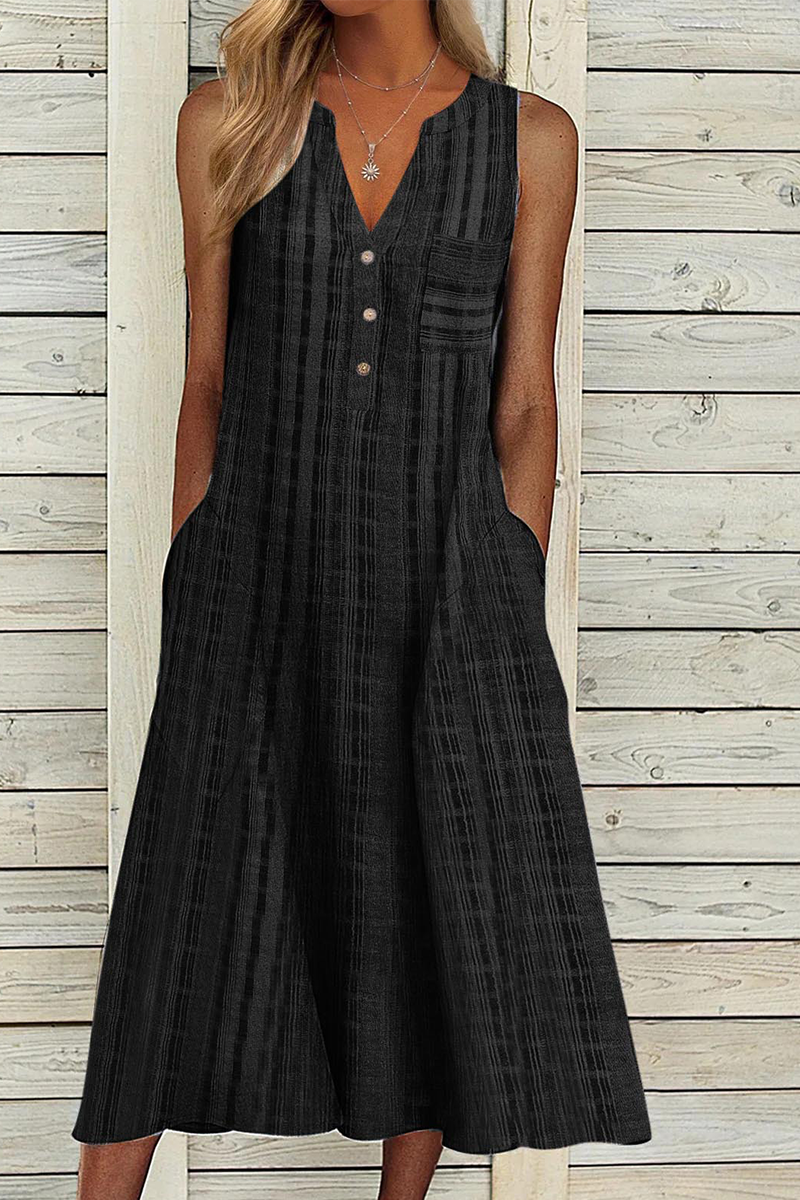 Kaynafashions - Casual Print Patchwork V Neck Straight Dresses(9 Colors)