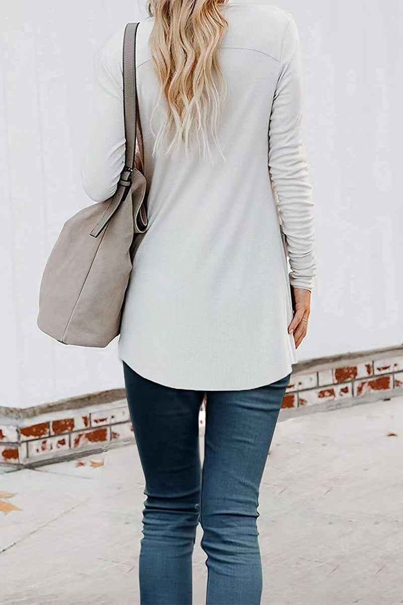 Kaynafashions - Fashion Casual Patchwork Buttons V Neck T-Shirts(6 Colors)