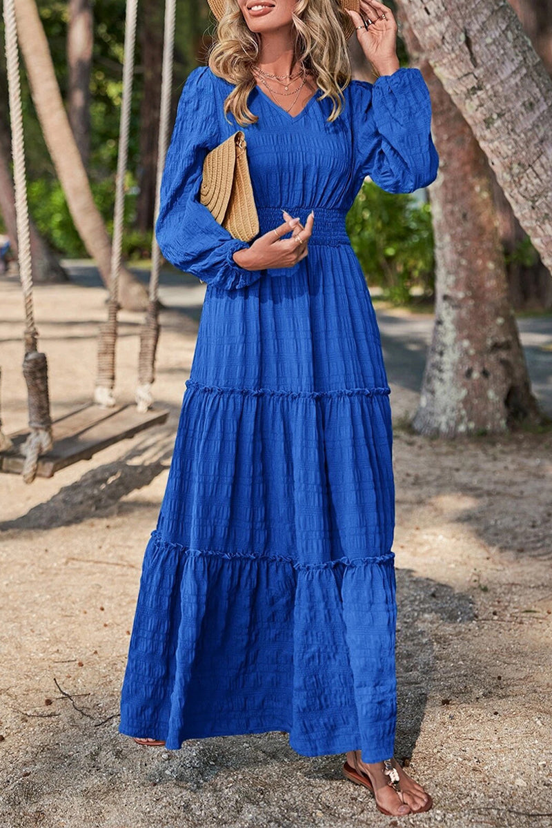 Kaynafashions - Casual Vacation Solid Fold V Neck A Line Dresses