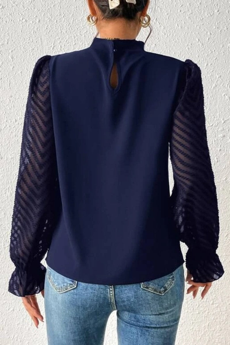 Kaynafashions - Casual Solid Patchwork Flounce Half A Turtleneck Tops