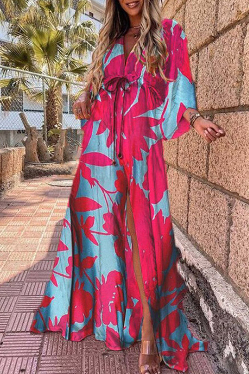 Kaynafashions - College Vacation Print Frenulum Beach Dress Dresses(6 Colors)