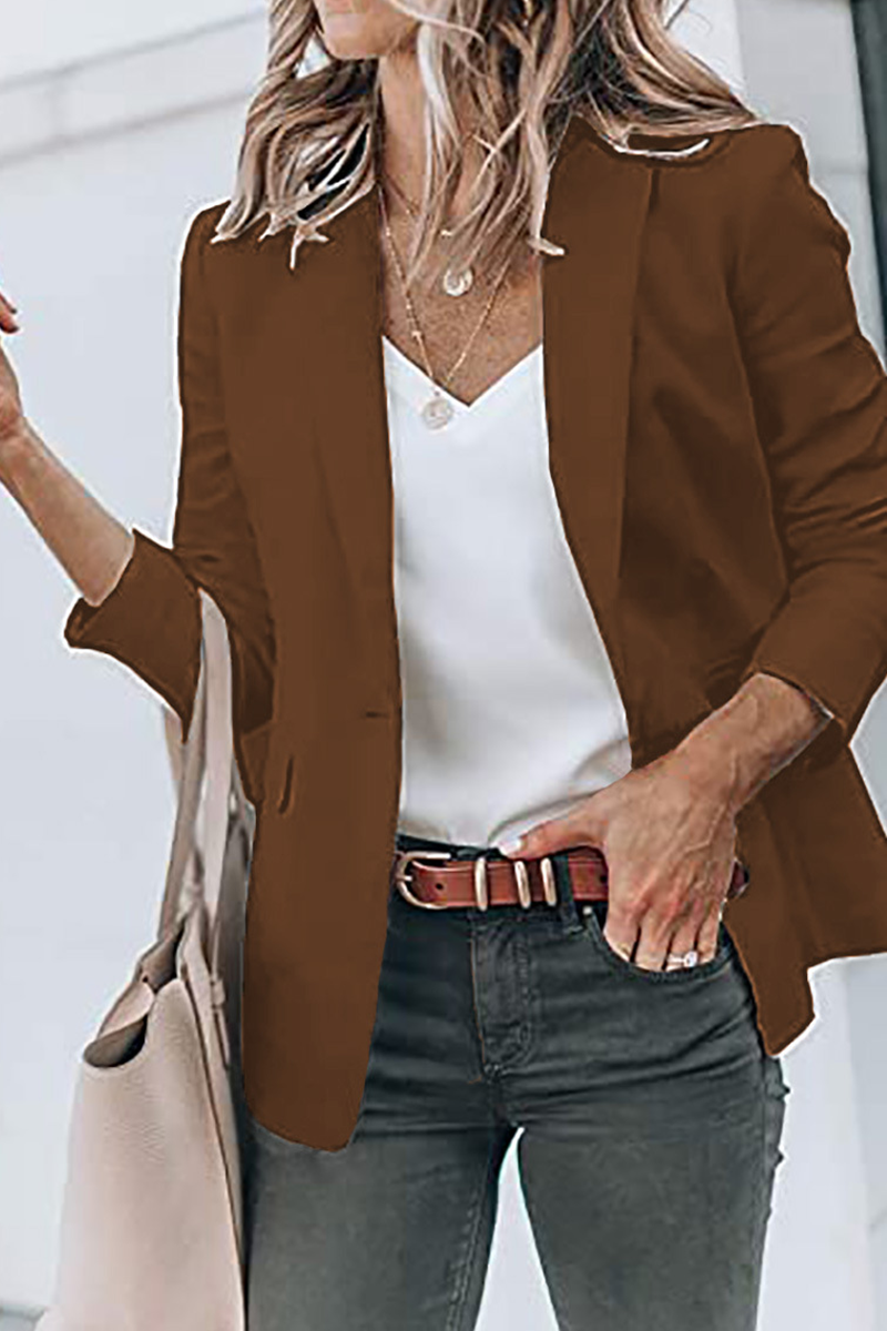 Kaynafashions - Fashion Solid Patchwork Turndown Collar Outerwear(11 colors)