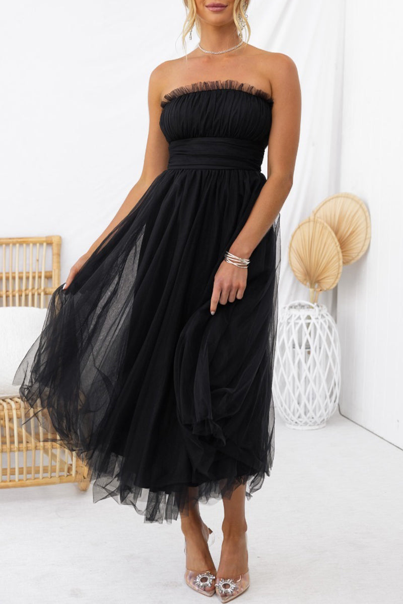 Kaynafashions - Celebrities Elegant Solid Zipper Strapless Evening Dress Dresses
