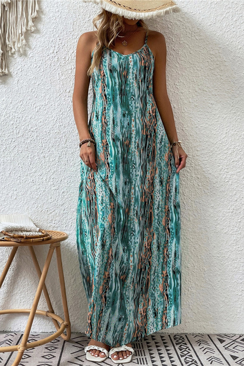 Kaynafashions - Casual College Print Patchwork O Neck Sling Dress Dresses