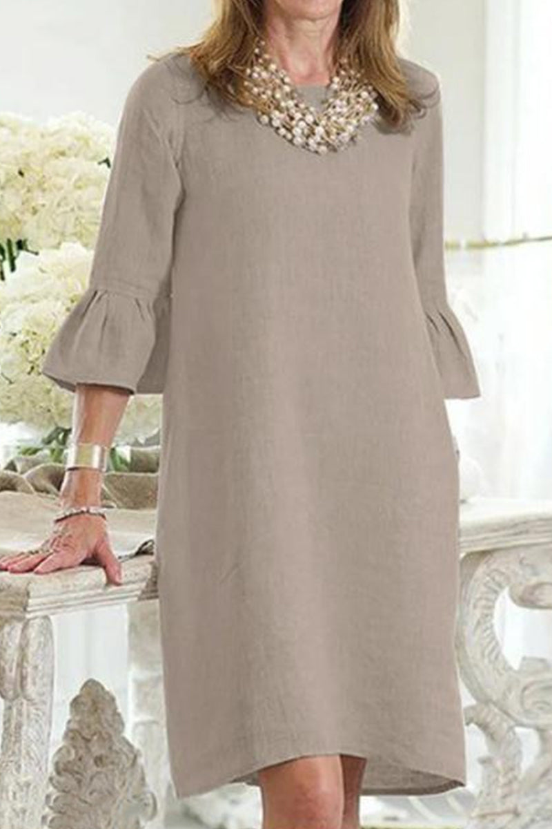 Kaynafashions - Casual Solid Solid Color O Neck A Line Dresses