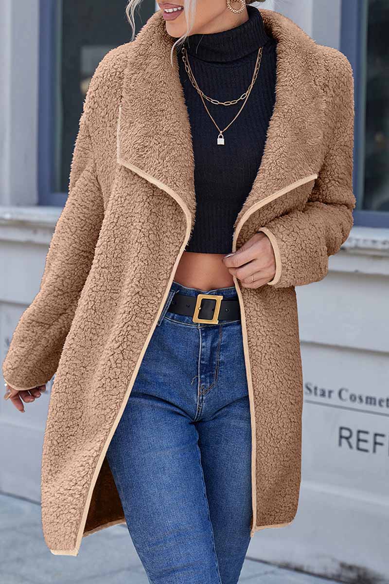 Kaynafashions - Casual Solid Patchwork Turndown Collar Outerwear