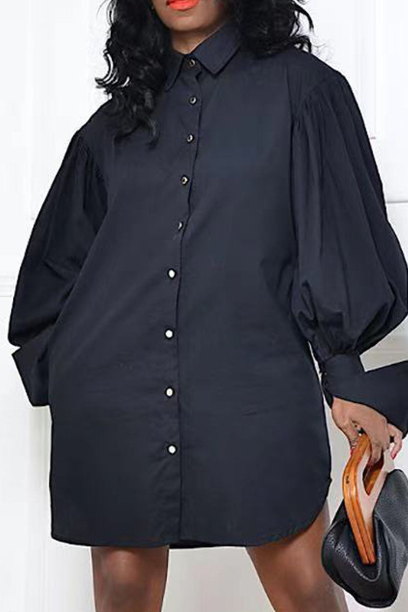 Kaynafashions - Fashion Elegant Solid Patchwork Fold Turndown Collar Tops(5 Colors)