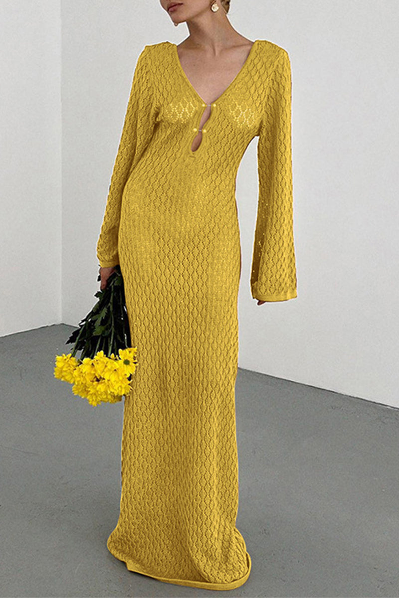 Kaynafashions - Sexy Solid Hollowed Out Swimwears Cover Up