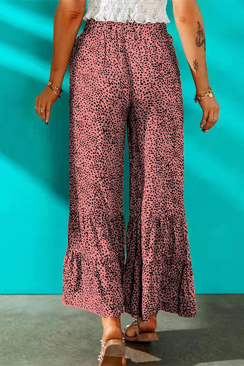 Kaynafashions - Elegant Printing Loose Mid Waist Wide Leg Full Print Bottoms(7 Colors)