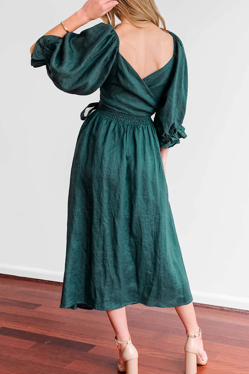 Kaynafashions - Elegant Solid Flounce Square Collar A Line Dresses(5 Colors)