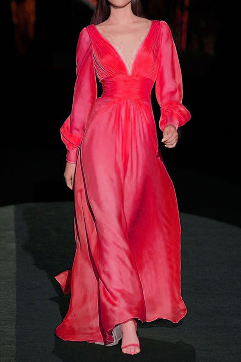 Kaynafashions - Sexy Elegant Solid Patchwork V Neck Princess Dresses