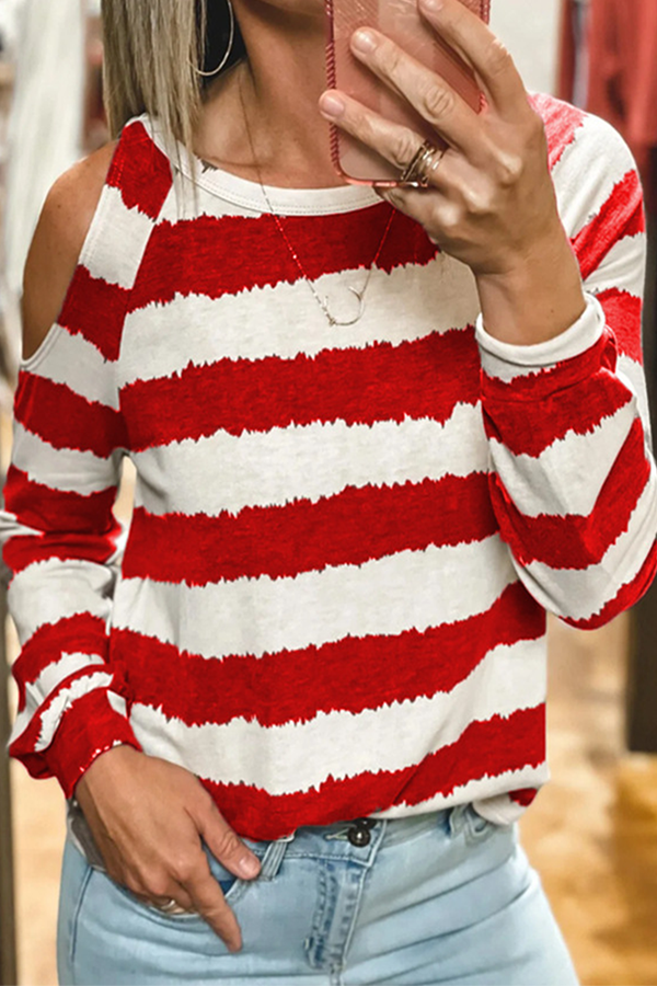 Kaynafashions - Casual Patchwork Hollowed Out Patchwork O Neck Tops