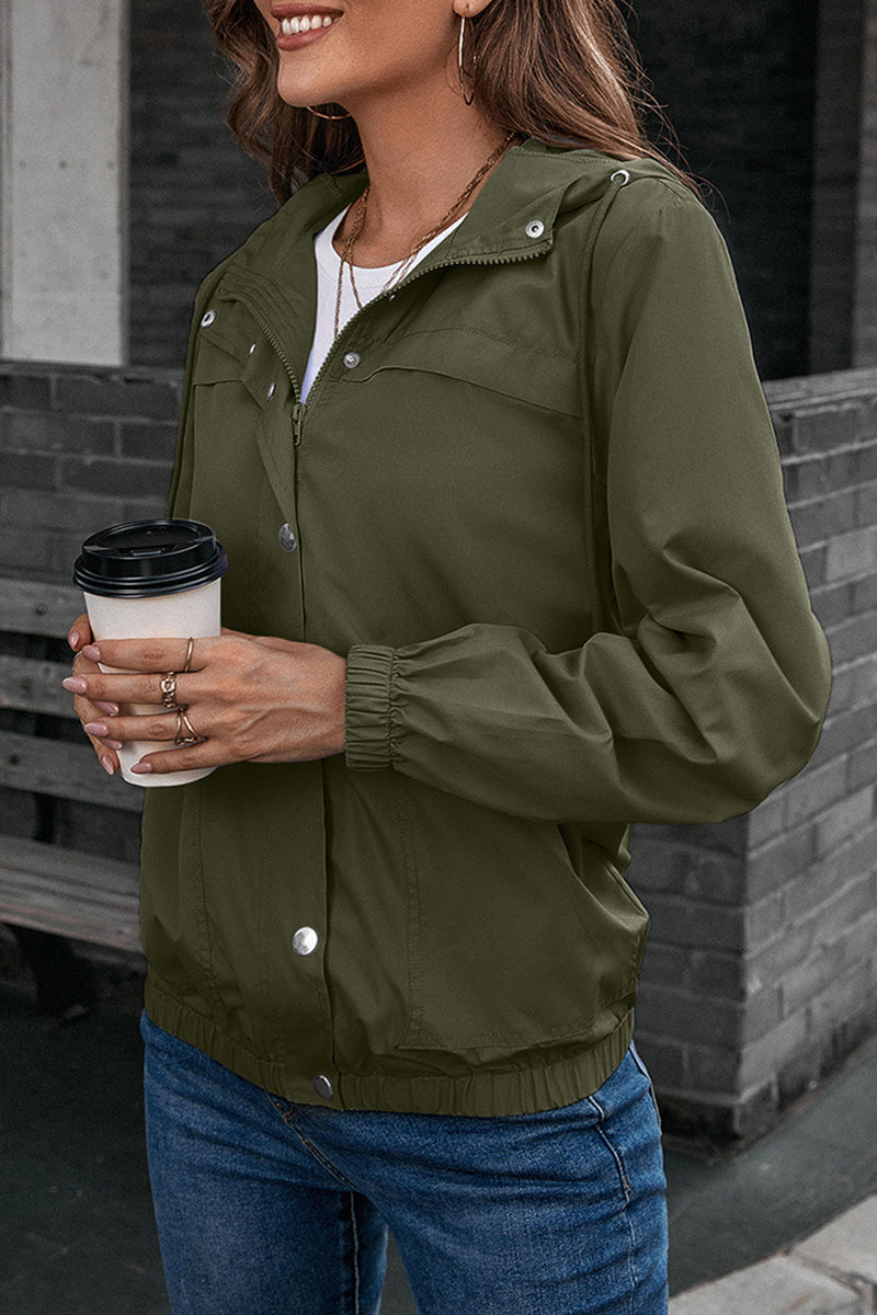 Kaynafashions - Casual Sportswear Solid Pocket Hooded Collar Outerwear