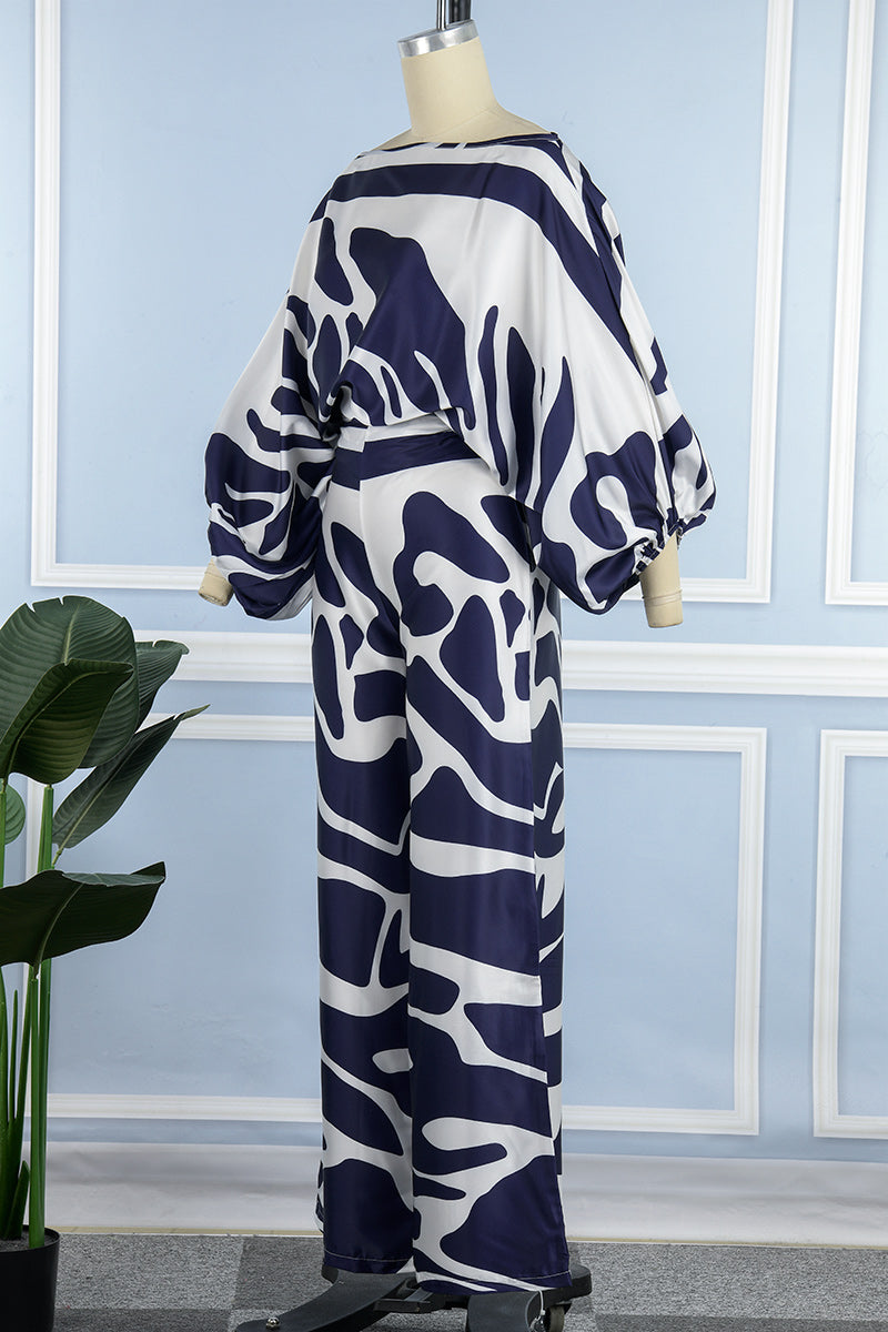 Kaynafashions - Casual Elegant Print Patchwork Off the Shoulder Long Sleeve Two Pieces(13 Colors)