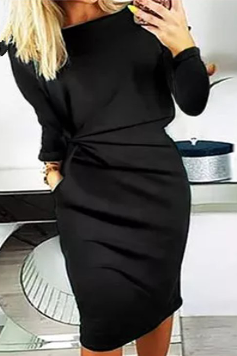 Kaynafashions - Casual Solid Patchwork O Neck Straight Dresses(3 Colors)