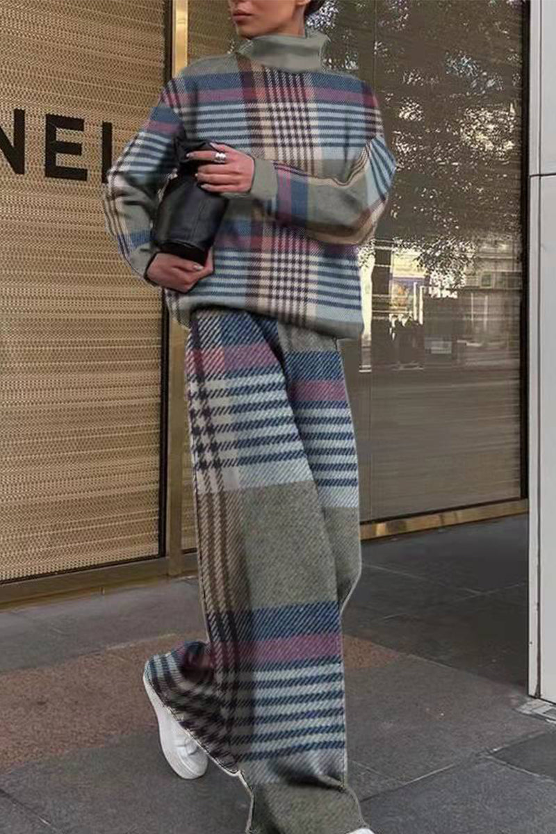 Kaynafashions - Casual Street Printing Turtleneck Long Sleeve Two Pieces(5 Colors)