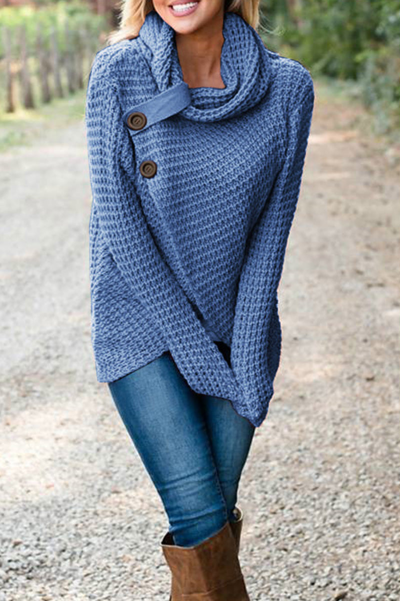 Kaynafashions - Fashion Casual Solid Patchwork Scarf Collar Sweaters(4 colors)