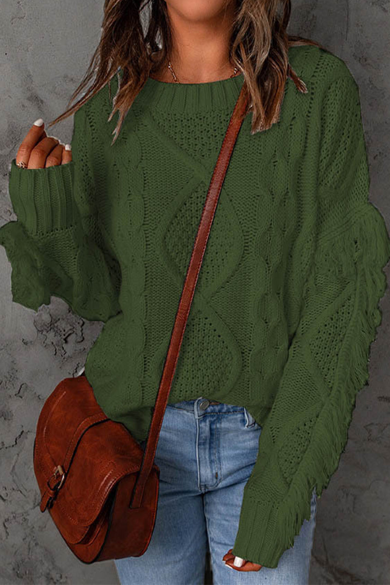 Kaynafashions - Sweet Elegant Solid Tassel O Neck Sweaters(8 Colors)