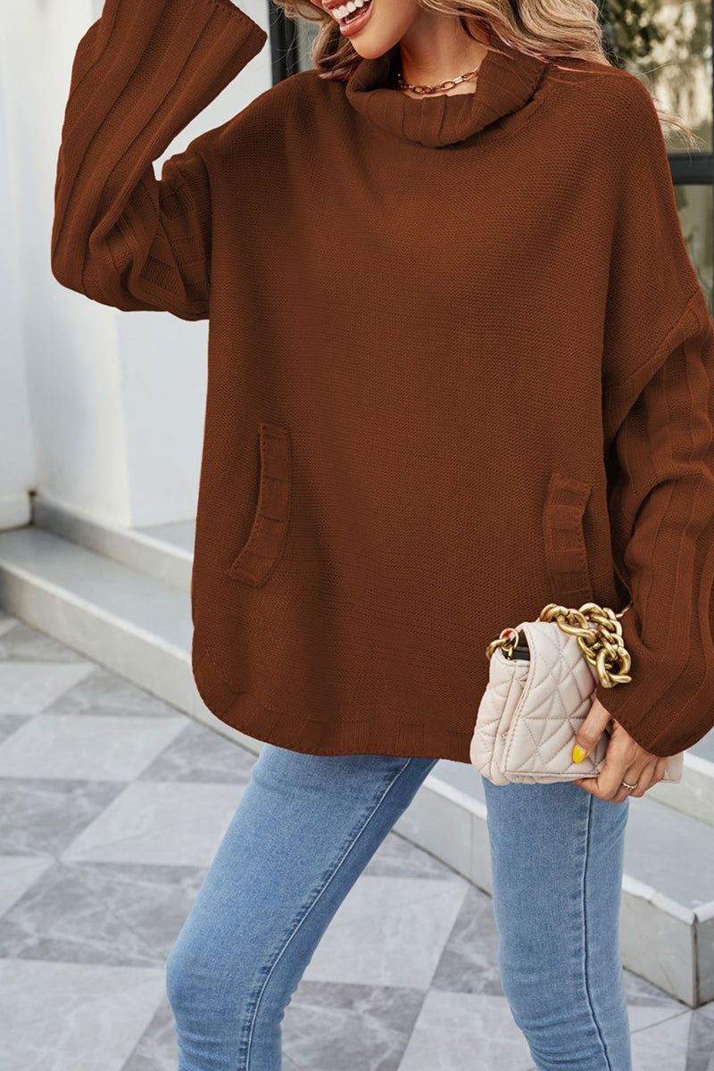 Kaynafashions - Fashion Casual Solid Patchwork Turtleneck Sweaters(5 Colors)