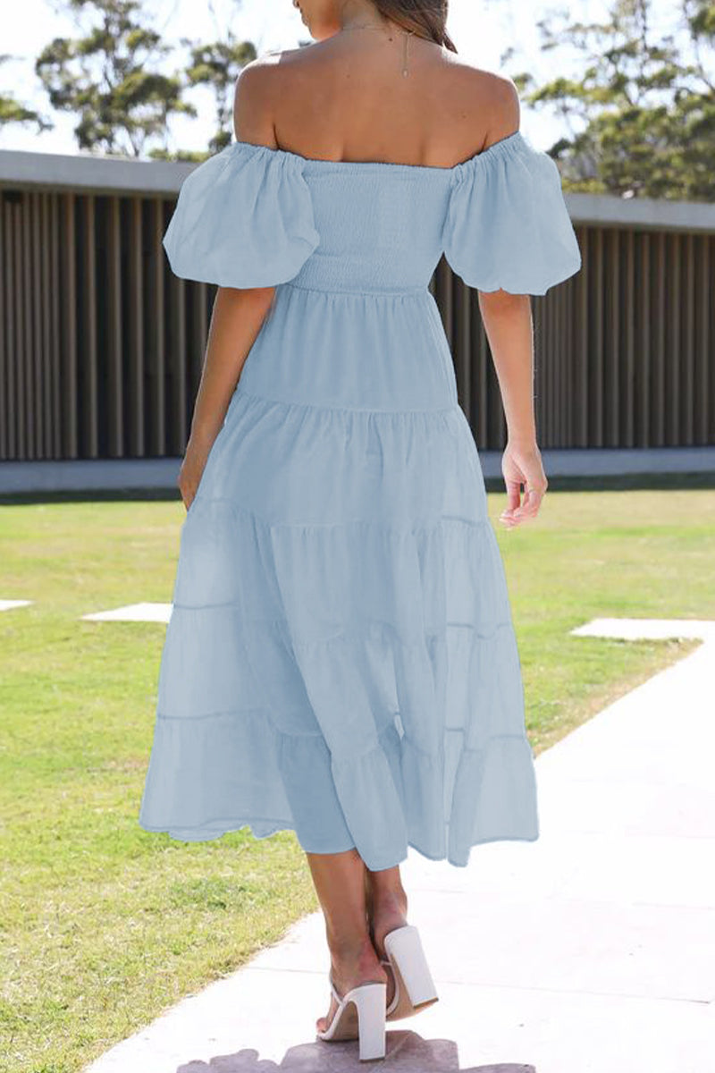 Kaynafashions - Casual Simplicity Solid Backless Off the Shoulder A Line Dresses(6 Colors)