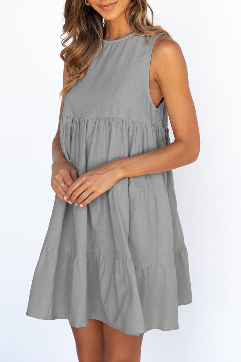 Kaynafashions - Fashion Casual Solid Patchwork O Neck Princess Dresses(6 Colors)