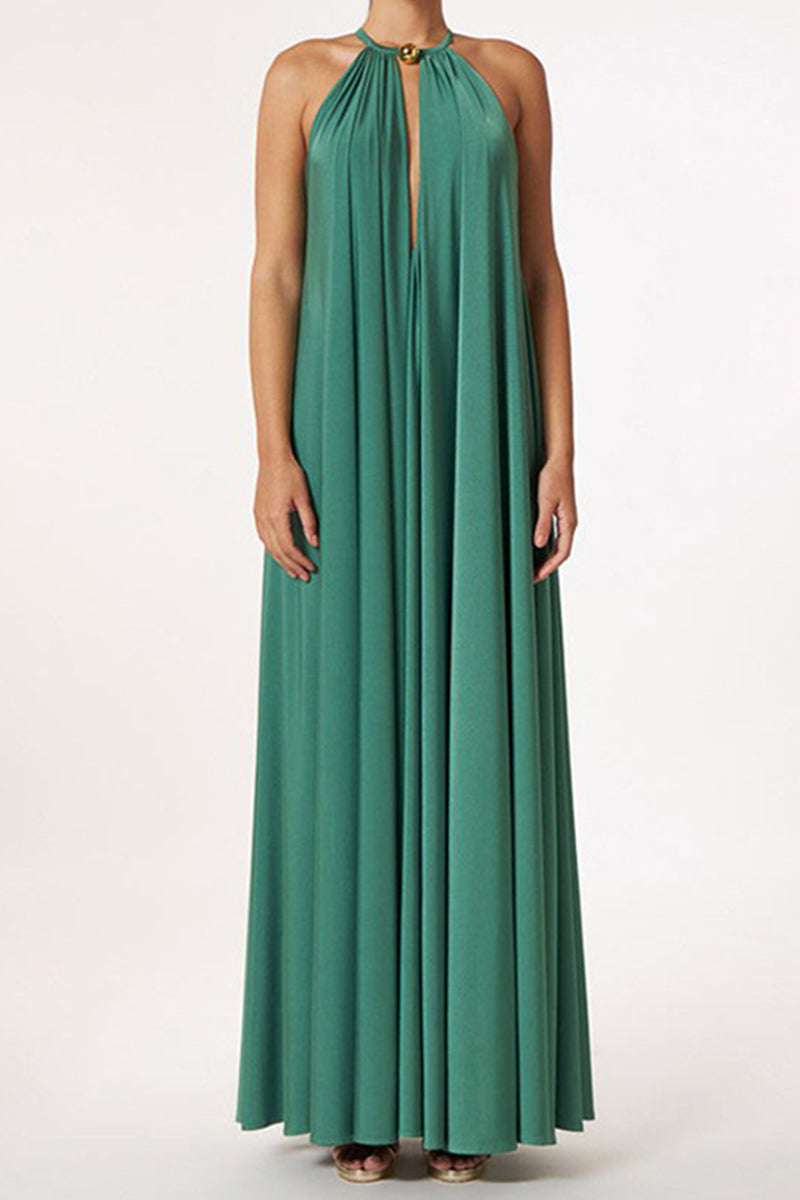 Kaynafashions - Casual Simplicity Solid Patchwork Halter A Line Dresses(4 Colors)