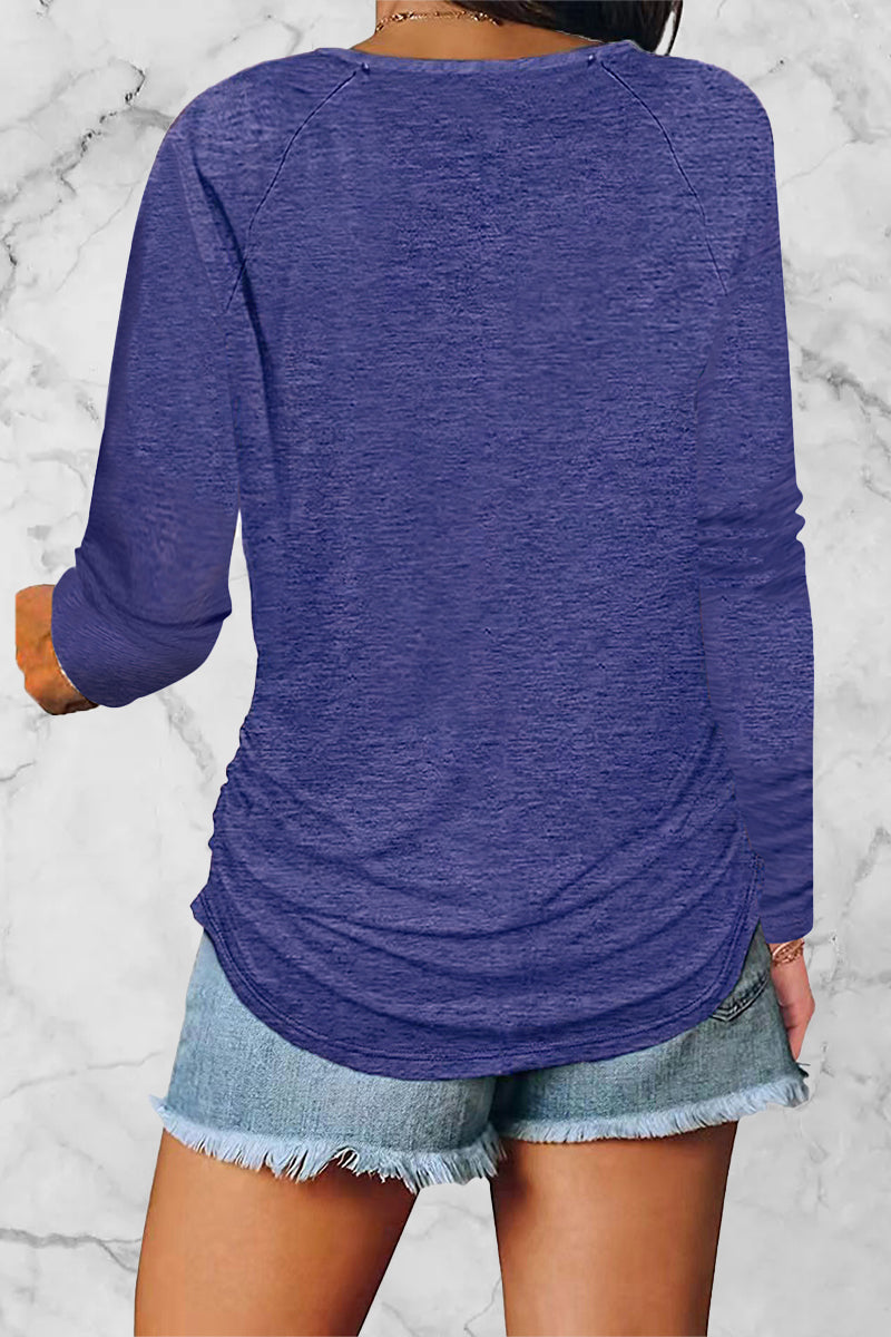 Kaynafashions - Casual Solid Fold V Neck Tops(8 Colors)