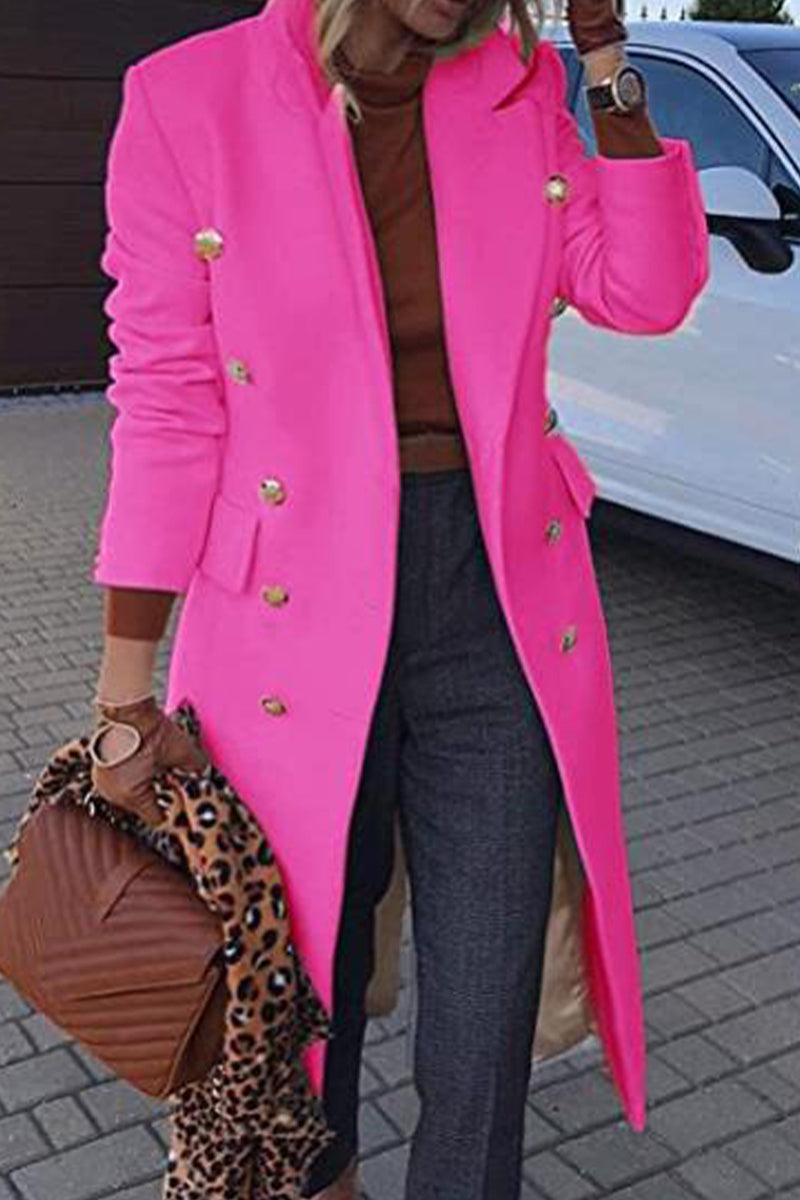 Kaynafashions - Casual Street Elegant Solid Buttons Turndown Collar Outerwear(4 Colors)