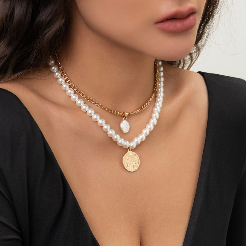 Kaynafashions - Casual Geometric Patchwork Pearl Necklaces