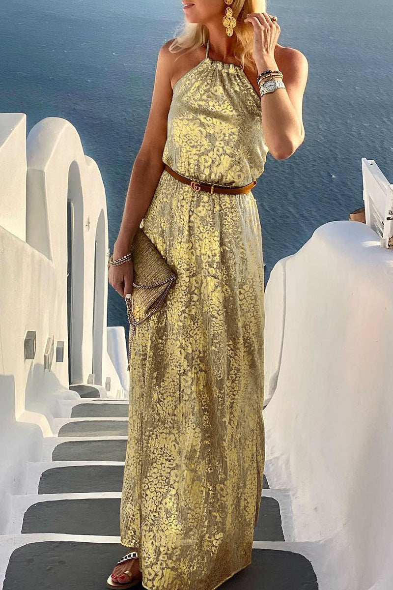 Kaynafashions - Elegant Vacation Backless Without Belt Halter A Line Dresses(6 Colors)
