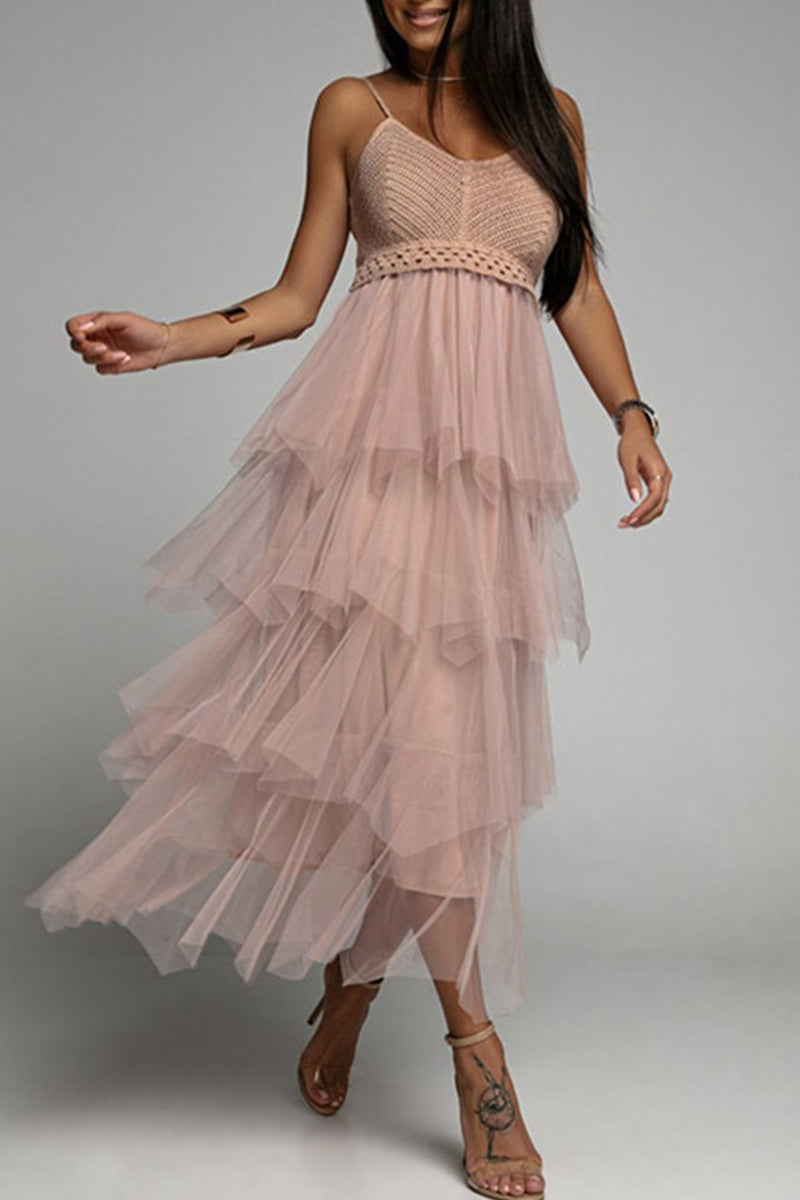 Kaynafashions - Celebrities Elegant Solid Patchwork Princess Dresses