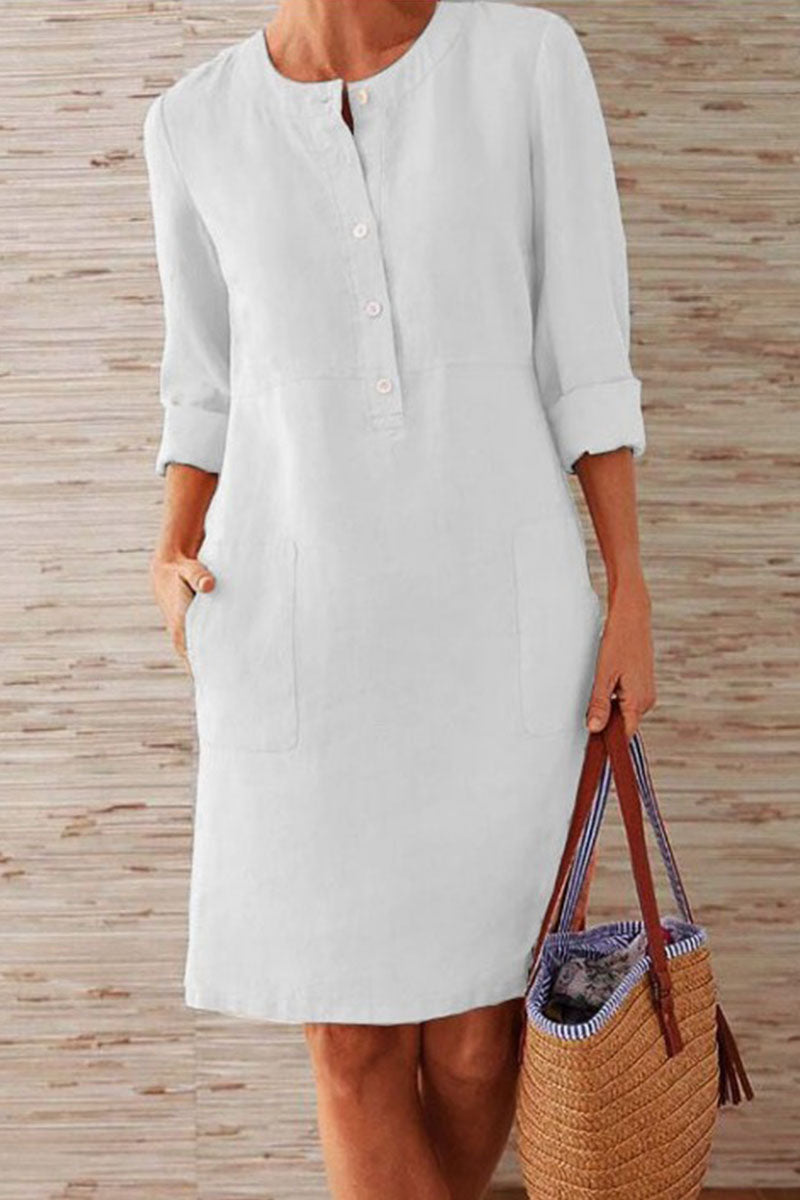 Kaynafashions - Fashion Street Solid O Neck A Line Dresses