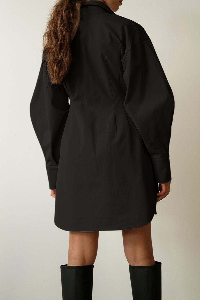 Kaynafashions - Casual Elegant Solid Patchwork Turndown Collar Shirt Dress Dresses