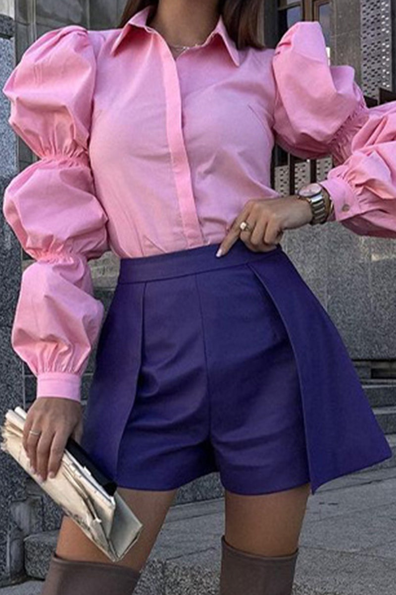 Kaynafashions - Work British Style Solid Turndown Collar Tops