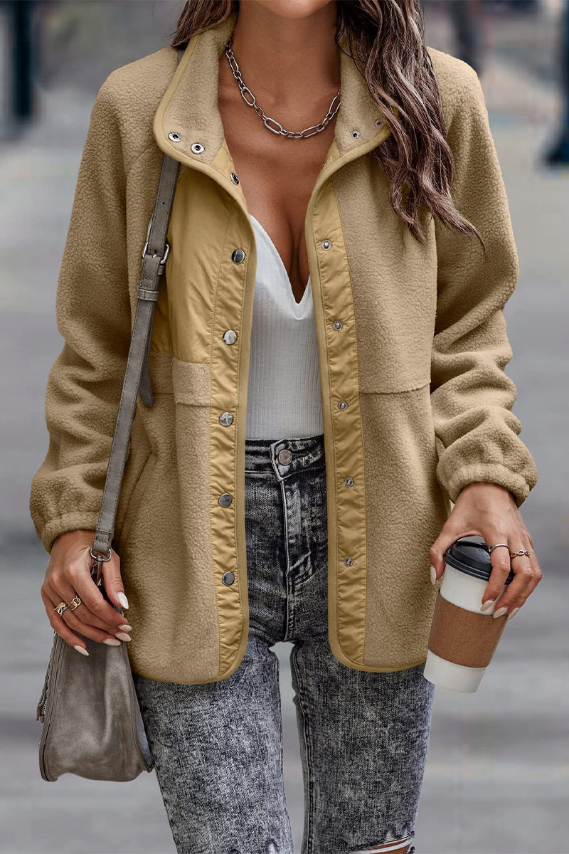 Kaynafashions - Casual Solid Patchwork Pocket Half A Turtleneck Outerwear(7 Colors)