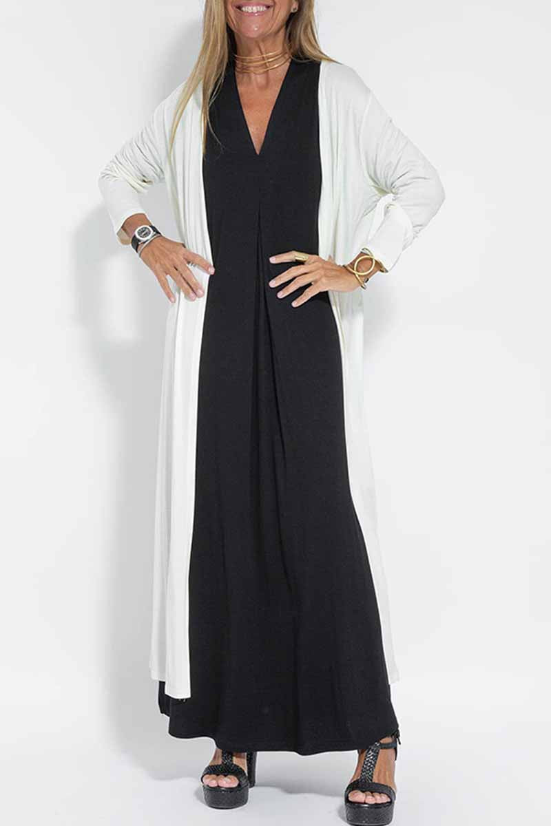 Kaynafashions - Street Solid Slit Cardigan Collar Outerwear