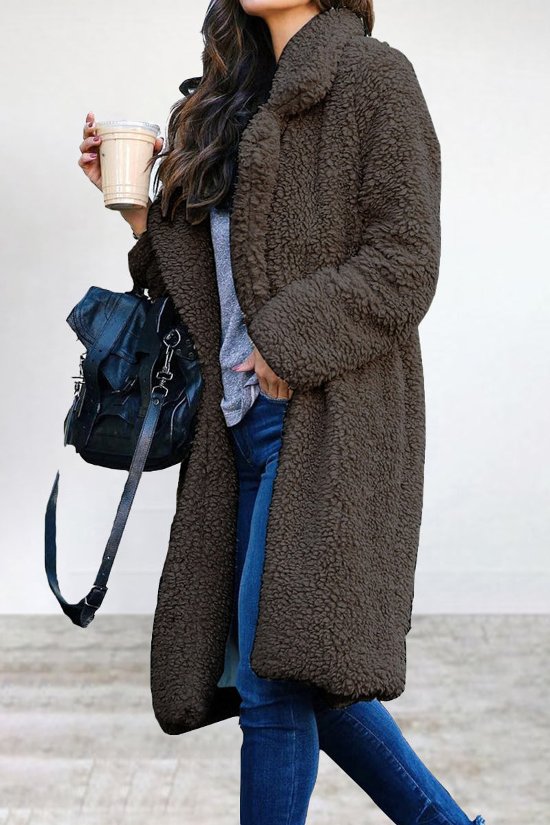 Kaynafashions - Casual Solid Patchwork Turndown Collar Outerwear