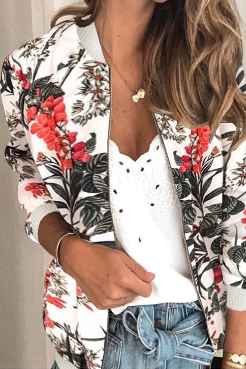 Kaynafashions - Fashion Floral Patchwork O Neck Outerwear(7 Colors)