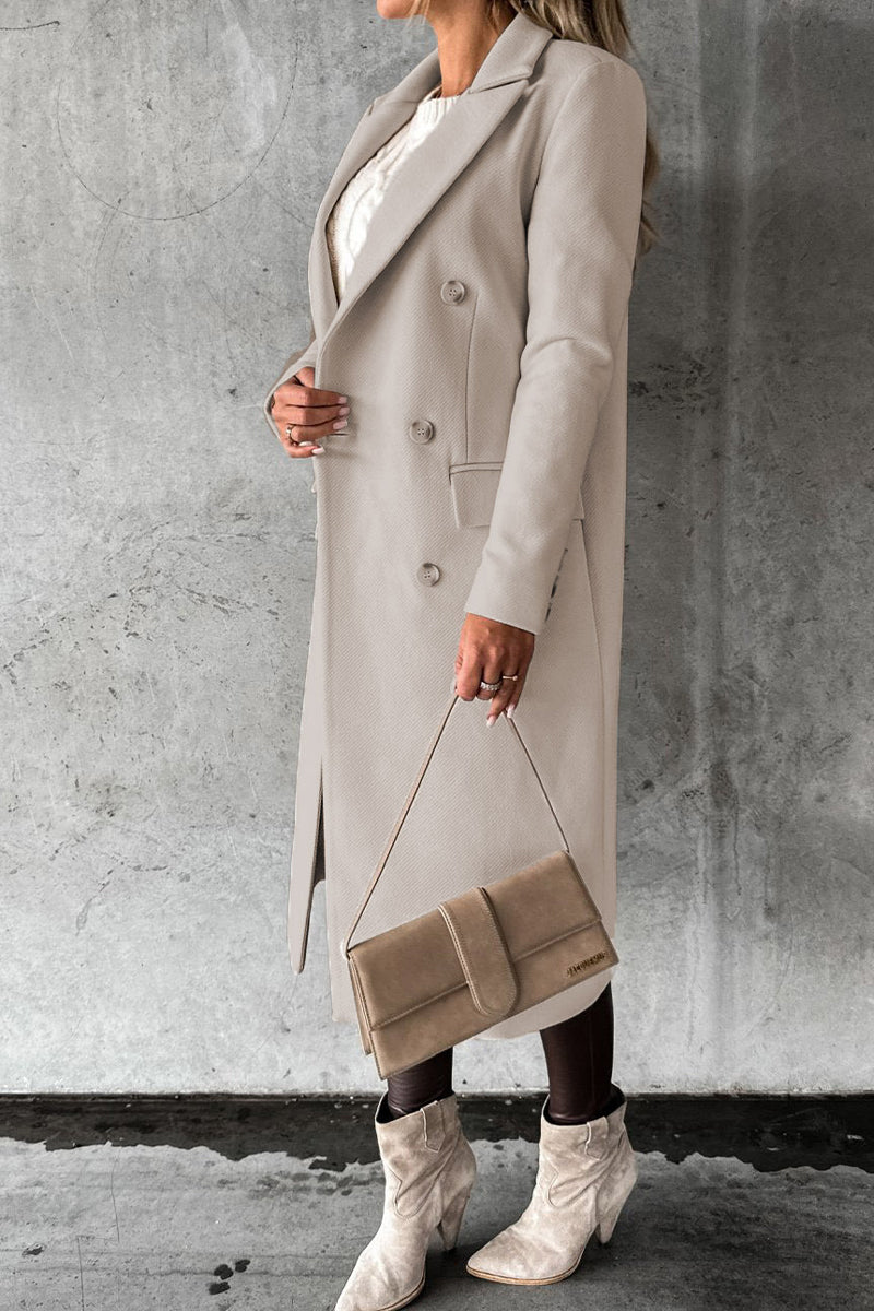 Kaynafashions - Elegant Solid Buttons Turndown Collar Outerwear